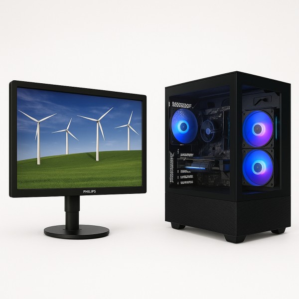 Custom Gaming Pc + Οθόνη Philips 24'' Refurbished Grade A ( Windows 11 Pro x64,AMD Ryzen 5 5600,32GB RAM,1 TB SSD